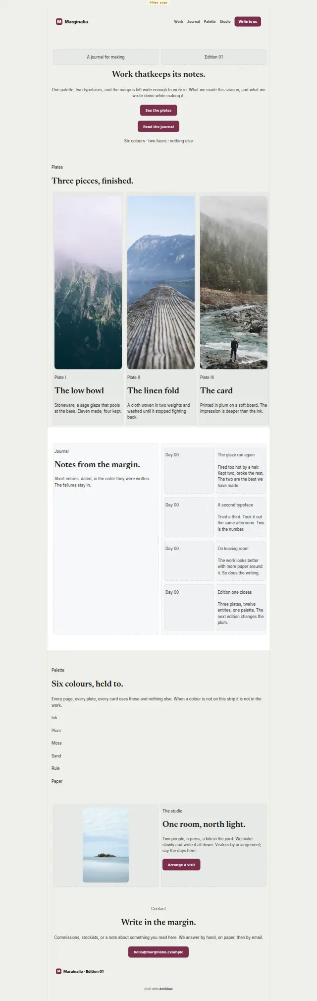 The Marginalia design as it renders