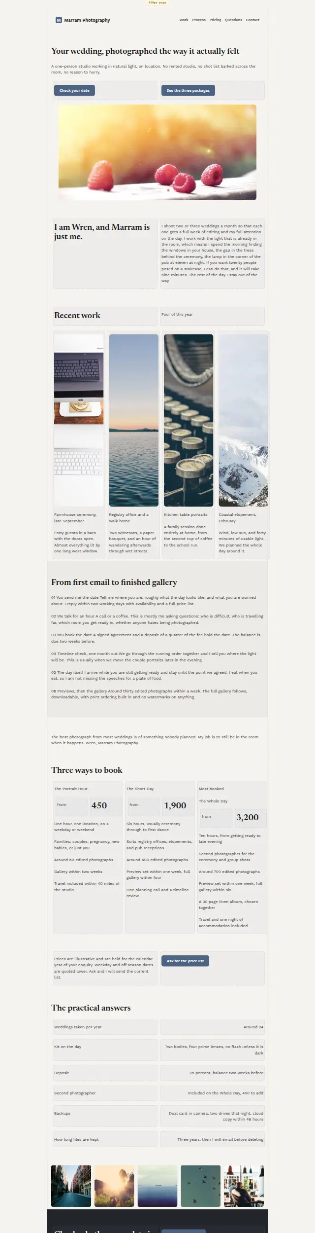 The Marram Photography design as it renders