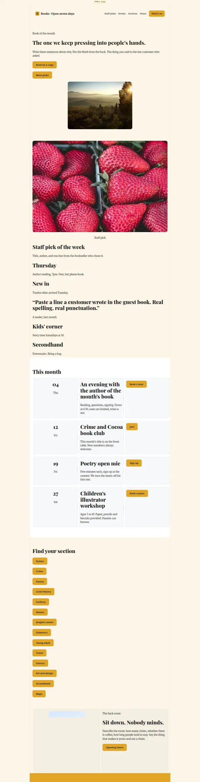 The Paper Moon Books design as it renders