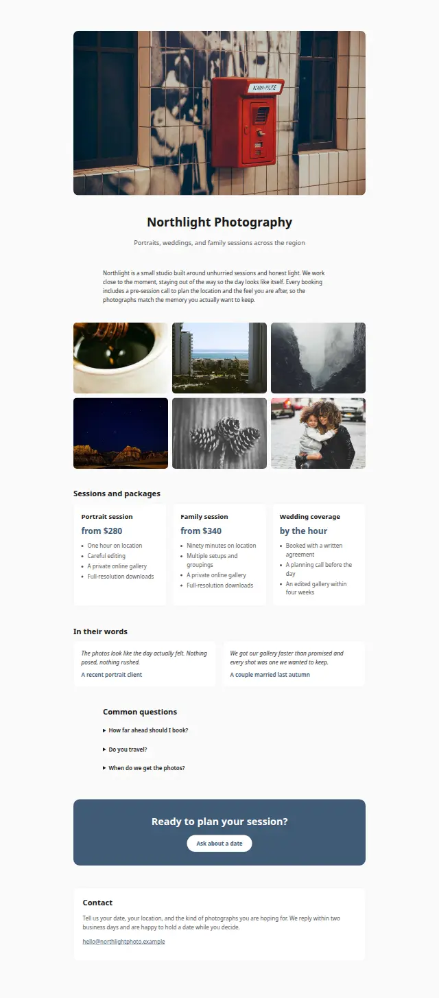 The Photographer studio design as it renders